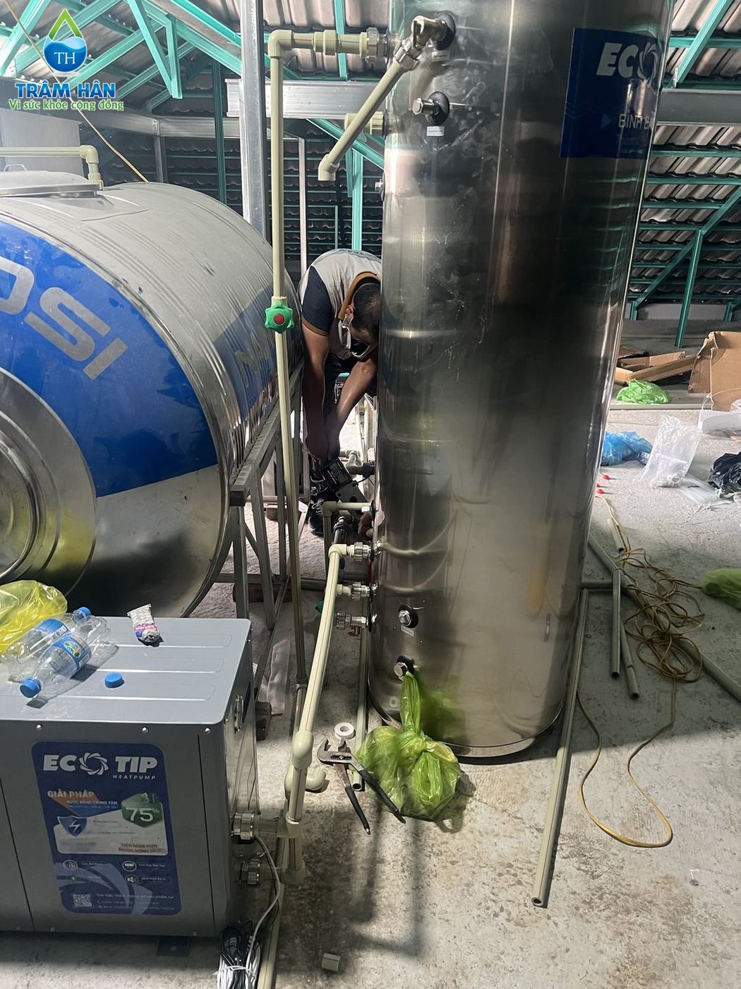 Đấu nối bình bảo ôn với máy bơm nhiệt EcoTip